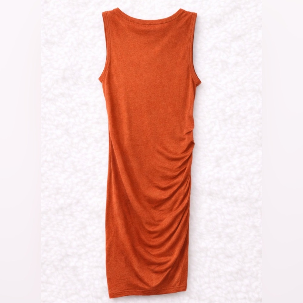 SHEIN Burnt Orange Ruched Bodycon Dress Women’s Small Sleeveless Stretch Mini - Picture 2 of 7